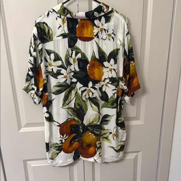 H&M Relaxed White and Orange Tie Front Shirt - Picture 3 of 3
